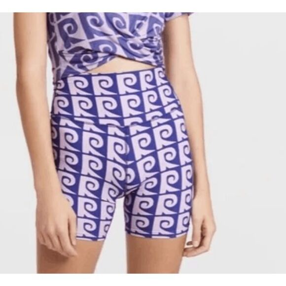 NEW! Rhode Naomi Bike Shorts Orchid Monogram Repeat Print Size Small - Picture 1 of 9